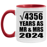 66th Anniversary Square Root of 4356 Years As Mr & Mrs 2024 - 11oz Accent Mug Red