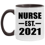 Nurse Established EST. 2021 - 11oz Accent Mug Black