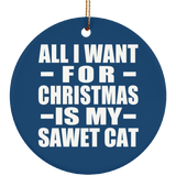 All I Want For Christmas Is My Sawet Cat - Circle Ornament