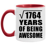 42nd Birthday Square Root of 1764 Years of Being Awesome - 11oz Accent Mug Red