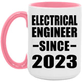 Electrical Engineer Since 2023 - 15oz Accent Mug Pink