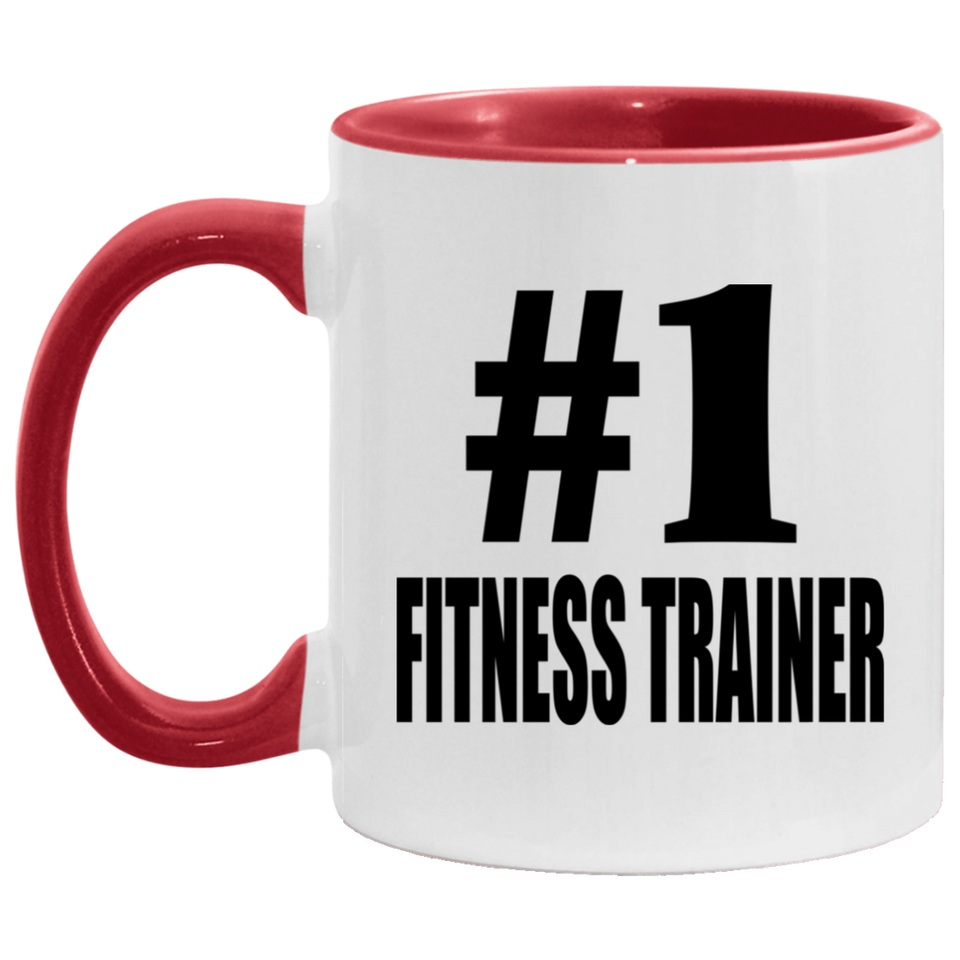 Number One #1 Fitness Trainer - 11oz Accent Mug Red