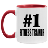 Number One #1 Fitness Trainer - 11oz Accent Mug Red