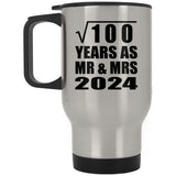 10th Anniversary Square Root of 100 Years As Mr & Mrs 2024 - Silver Travel Mug