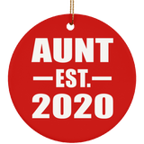 Aunt Established EST. 2020 - Circle Ornament