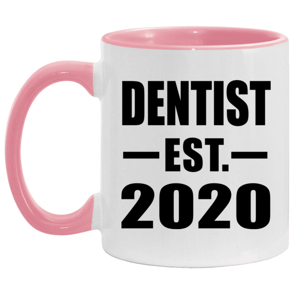 Dentist Established EST. 2020 - 11oz Accent Mug Pink