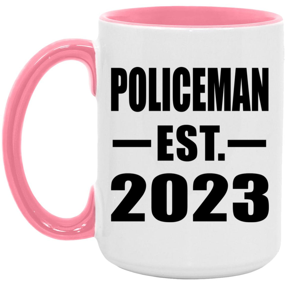 Policeman Established EST. 2023 - 15oz Accent Mug Pink