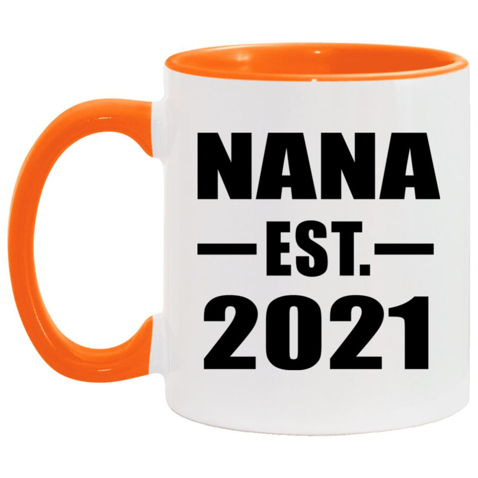 Nana Established EST. 2021 - 11oz Accent Mug Orange