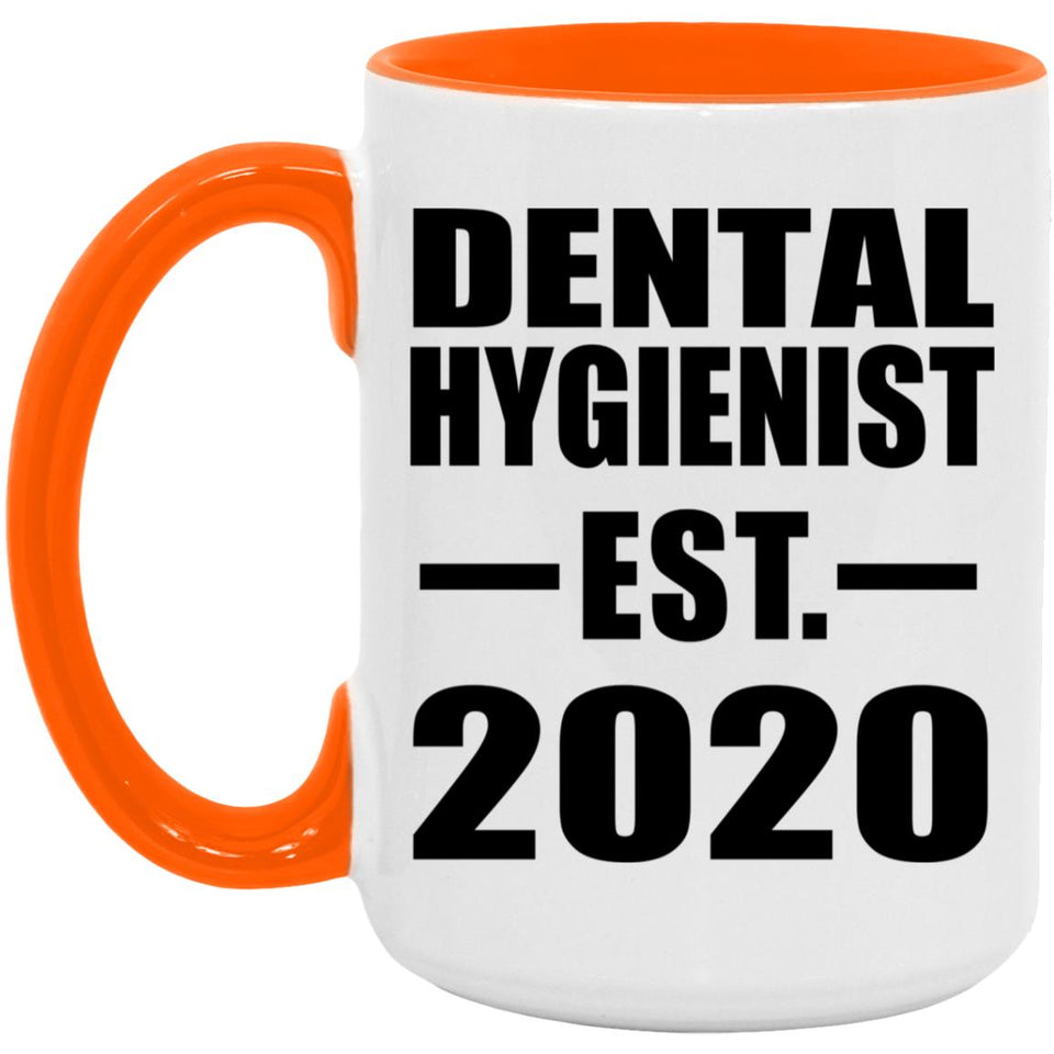 Dental Hygienist Established EST. 2020 - 15oz Accent Mug Orange