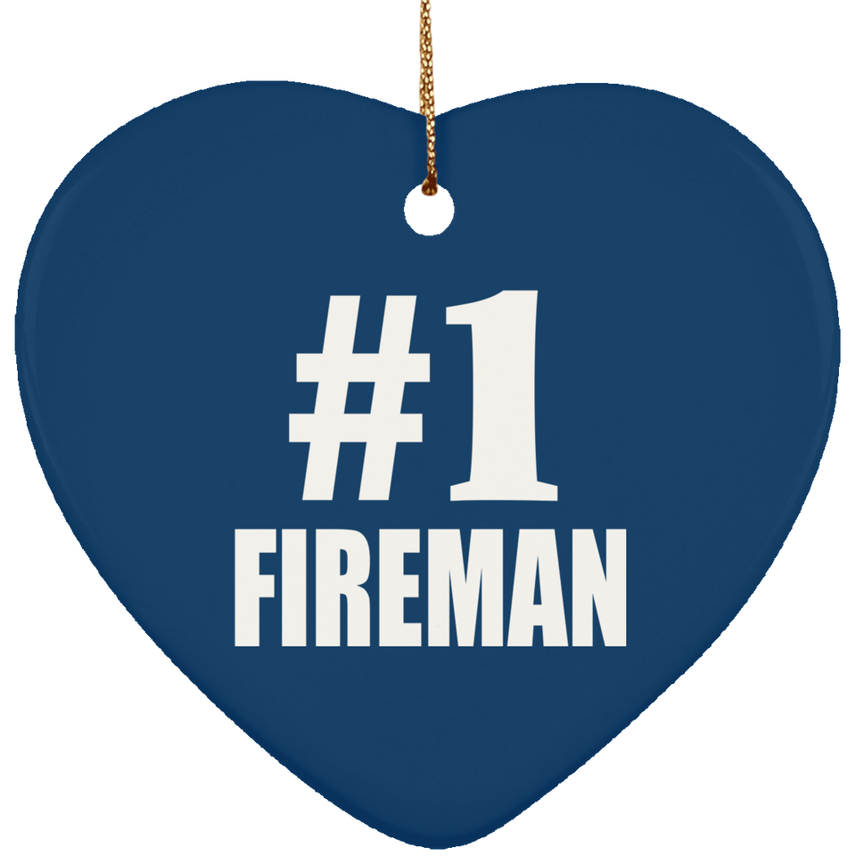 Number One #1 Fireman - Heart Ornament