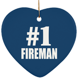Number One #1 Fireman - Heart Ornament