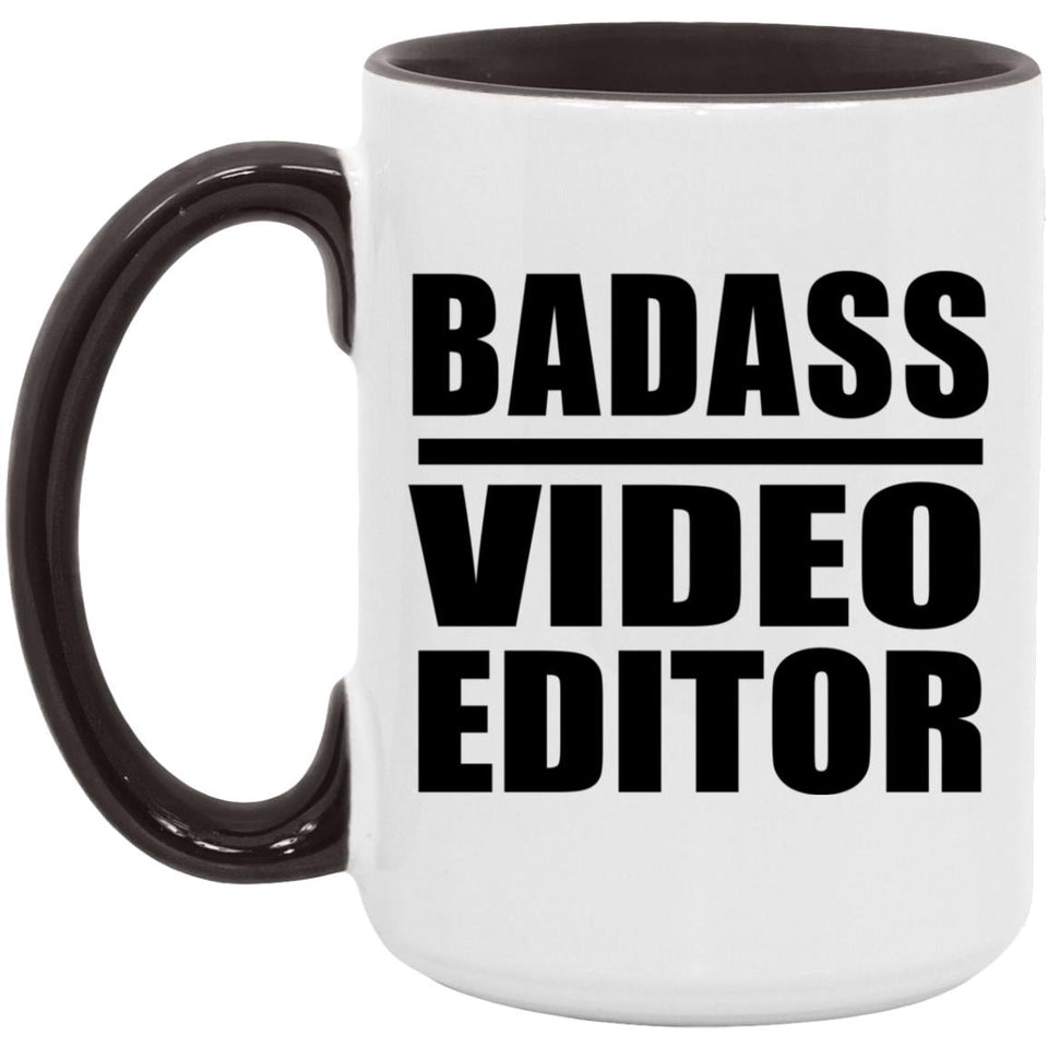 Badass Video Editor - 15oz Accent Mug Black
