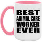 Best Animal Care Worker Ever - 15oz Accent Mug Pink