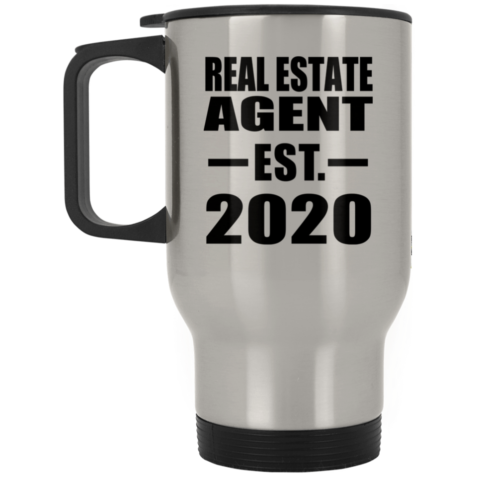 Real Estate Agent Established EST. 2020 - Silver Travel Mug