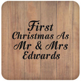 First Christmas As Mr & Mrs Edwards - Drink Coaster C