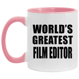 World's Greatest Film Editor - 11oz Accent Mug Pink