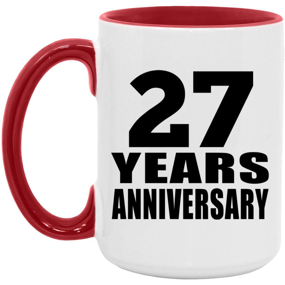 27th Anniversary 27 Years - 15oz Accent Mug Red