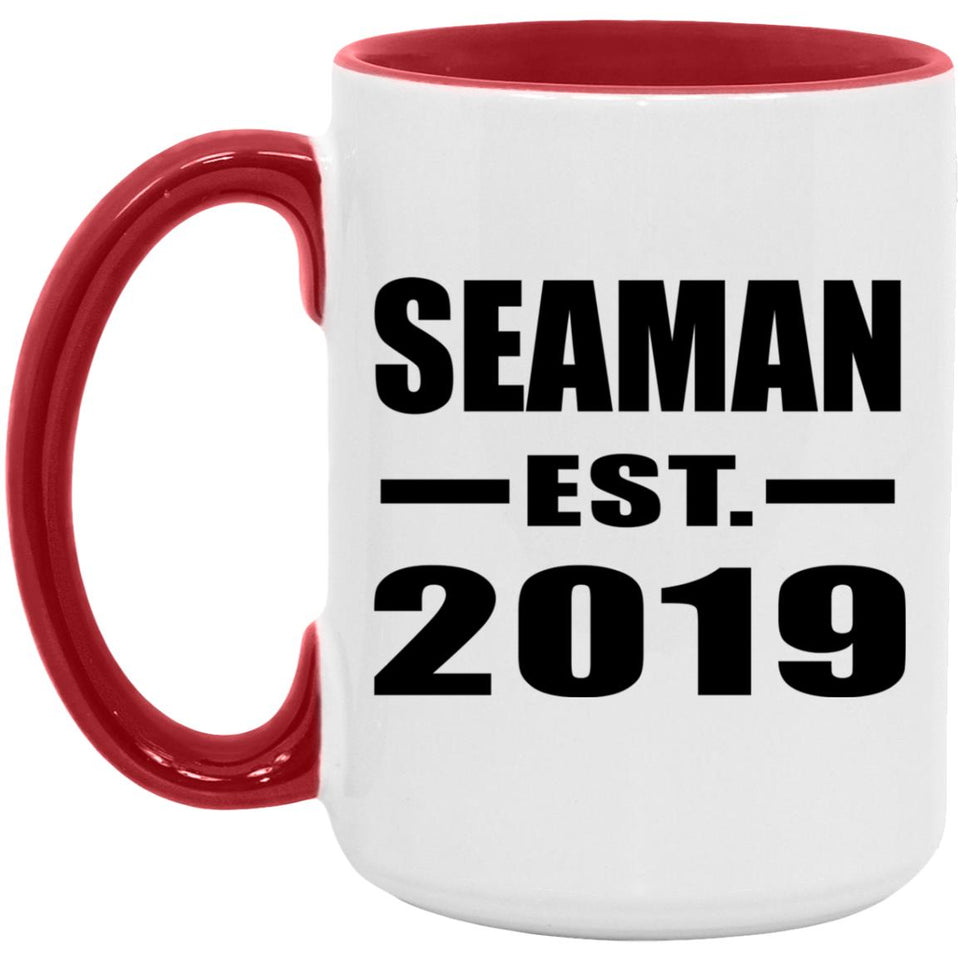 Seaman Established EST. 2019 - 15oz Accent Mug Red