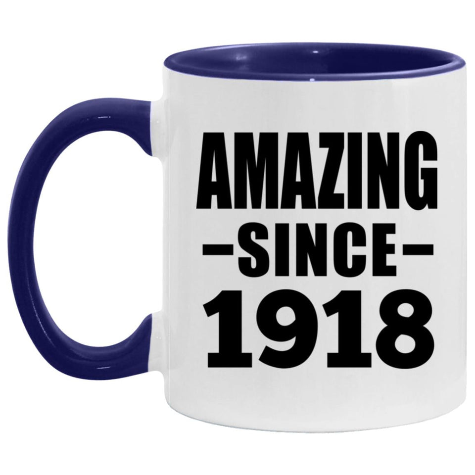 106th Birthday Amazing Since 1918 - 11oz Accent Mug Purple