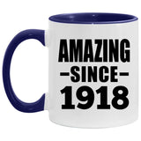 106th Birthday Amazing Since 1918 - 11oz Accent Mug Purple