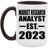 Market Research Analyst Established EST. 2023 - 15oz Accent Mug Black