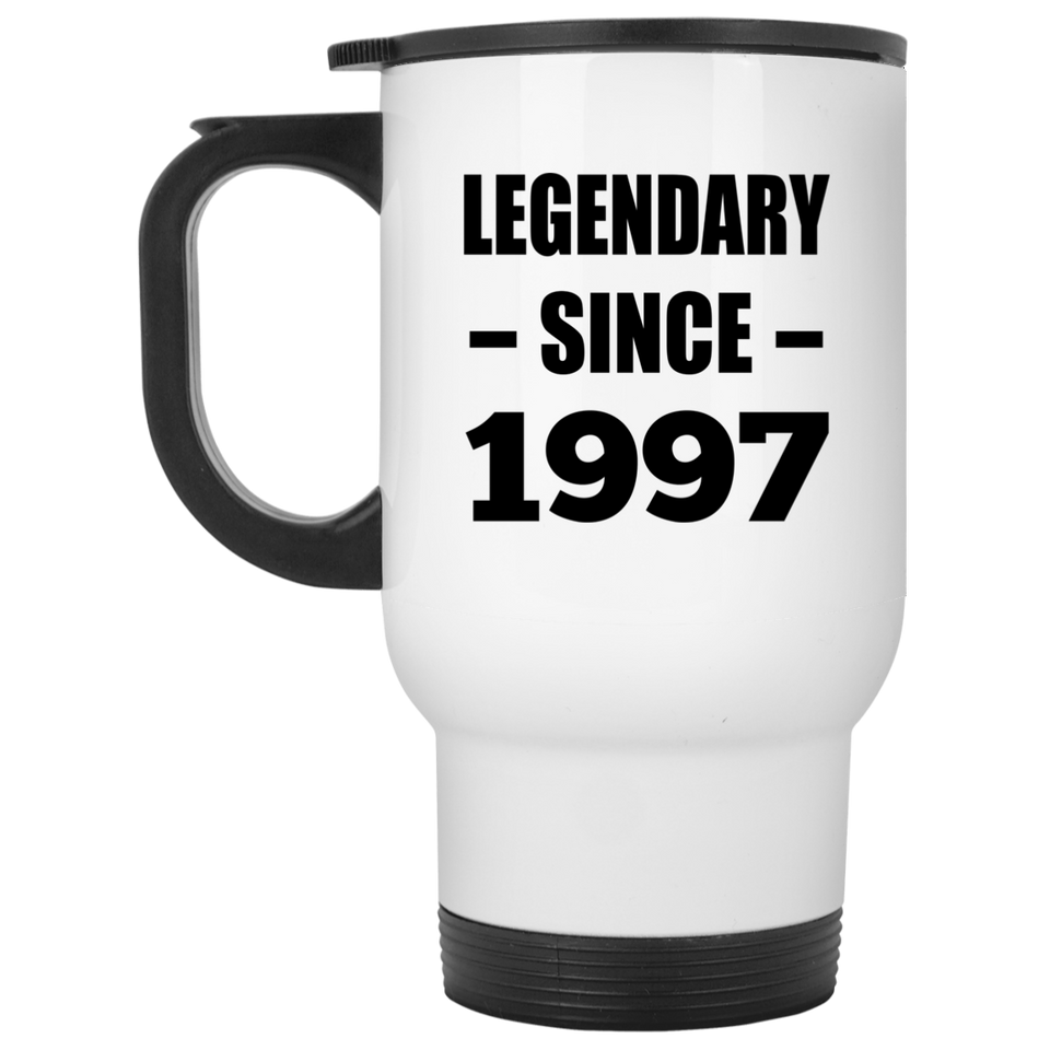 27th Birthday Legendary Since 1997 - White Travel Mug