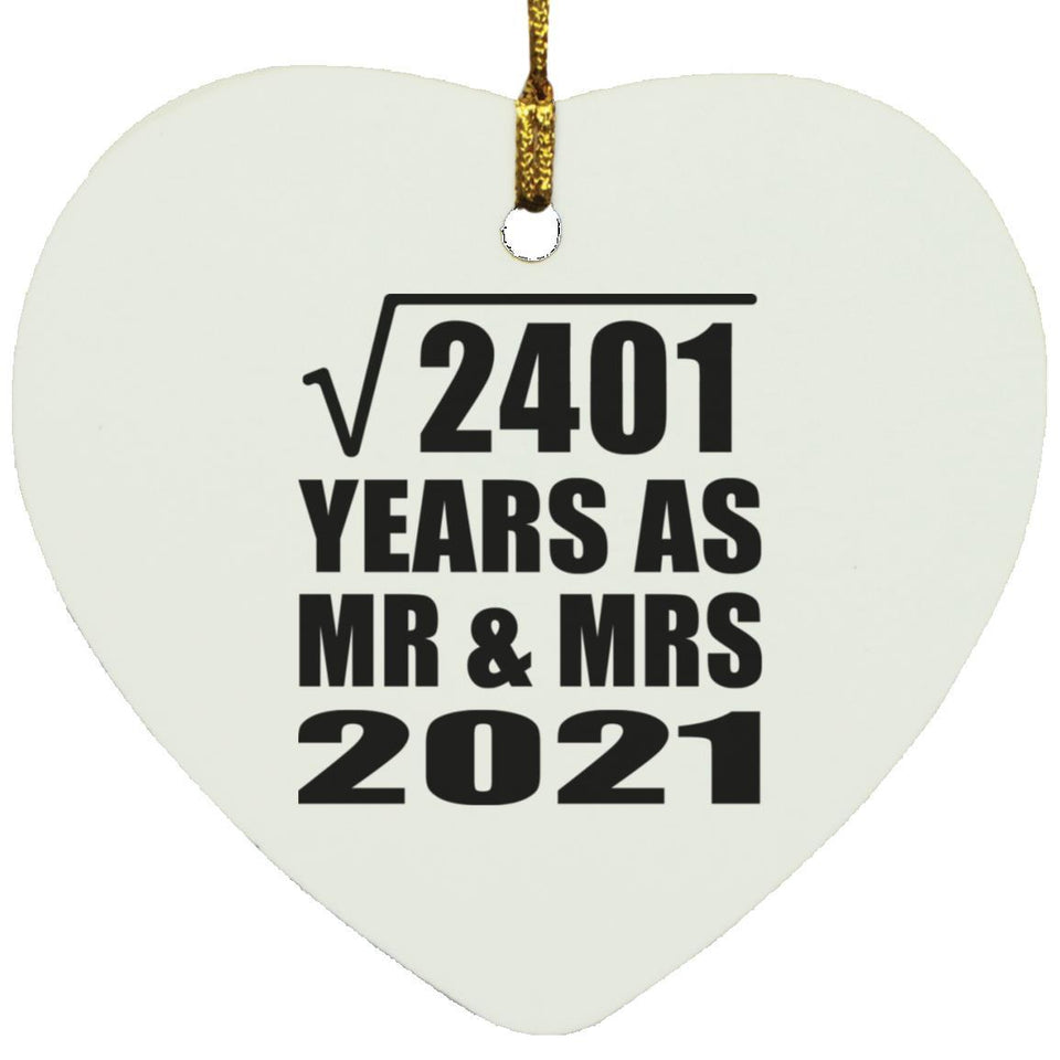 49th Anniversary Square Root of 2401 Years As Mr & Mrs 2021 - Heart Ornament