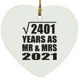49th Anniversary Square Root of 2401 Years As Mr & Mrs 2021 - Heart Ornament