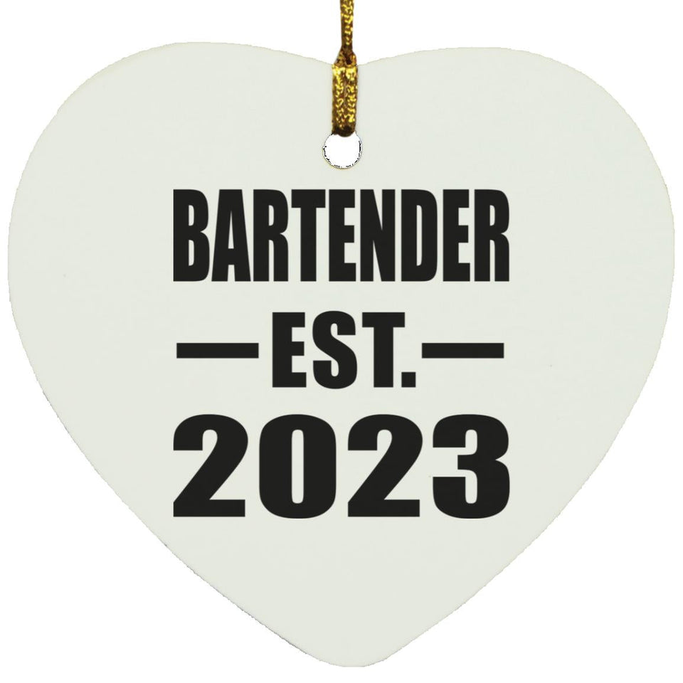 Bartender Established EST. 2023 - Heart Ornament