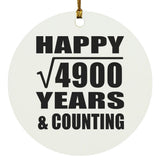 Happy 70th Anniversary Square Root of 4900 Years & Counting - Circle Ornament
