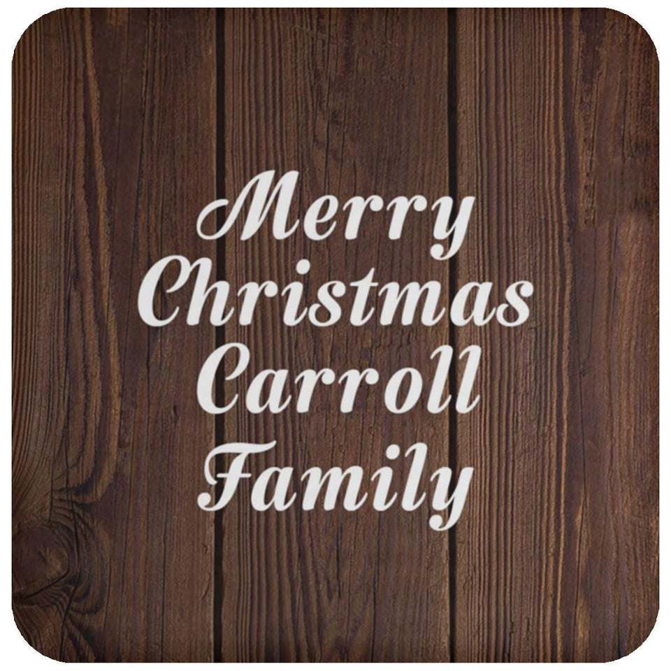 Merry Christmas Carroll Family - Drink Coaster D