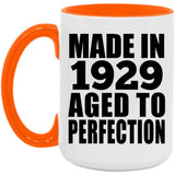 95th Birthday Made In 1929 Aged to Perfection - 15oz Accent Mug Orange