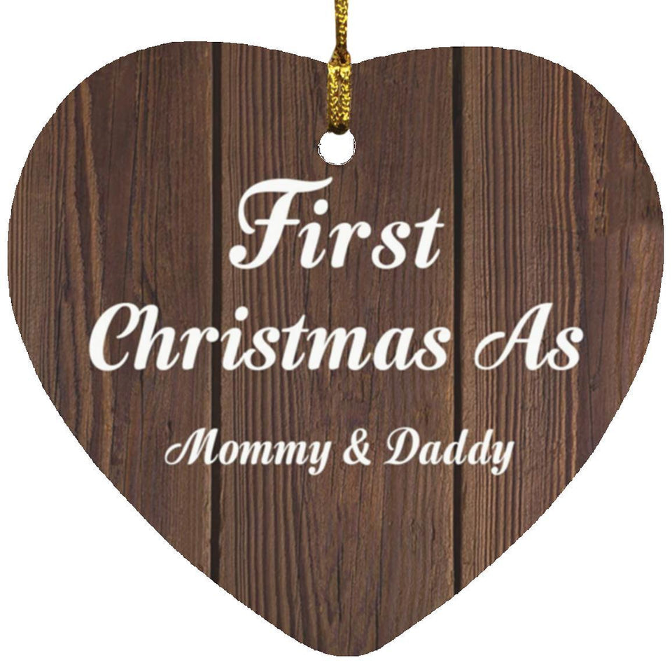 First Christmas As Mommy & Daddy - Heart Ornament D