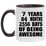 7th Birthday 7 Years 84 Months 2556 Days Of Awesome - 11oz Accent Mug Black