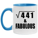 21st Birthday Square Root of 441 & Fabulous - 11oz Accent Mug Blue
