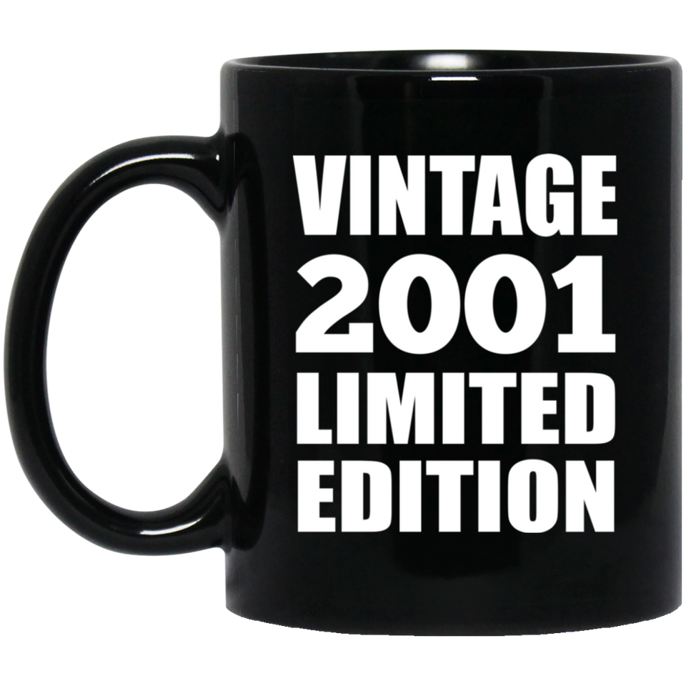 23rd Birthday Vintage 2001 Limited Edition - 11oz Coffee Mug Black