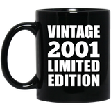 23rd Birthday Vintage 2001 Limited Edition - 11oz Coffee Mug Black