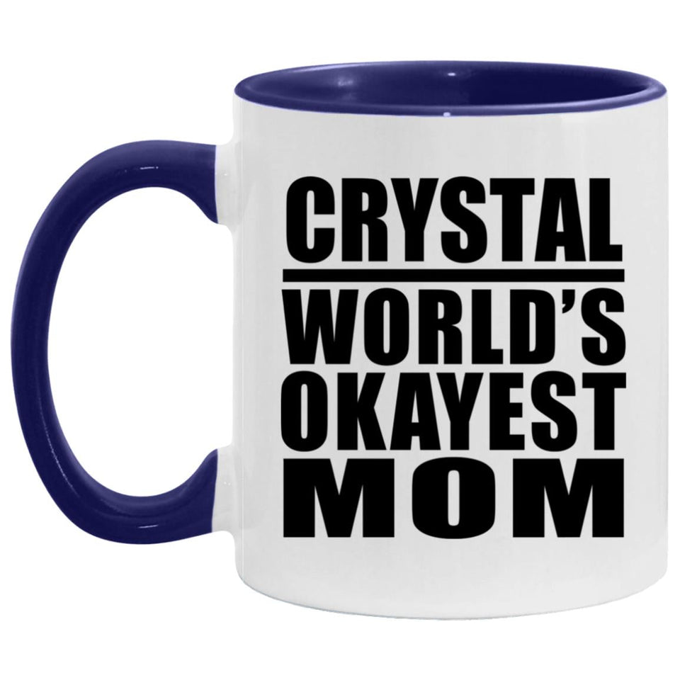 Crystal World's Okayest Mom - 11oz Accent Mug Purple