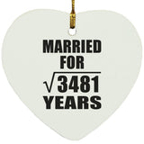 59th Anniversary Married For Square Root of 3481 Years - Heart Ornament