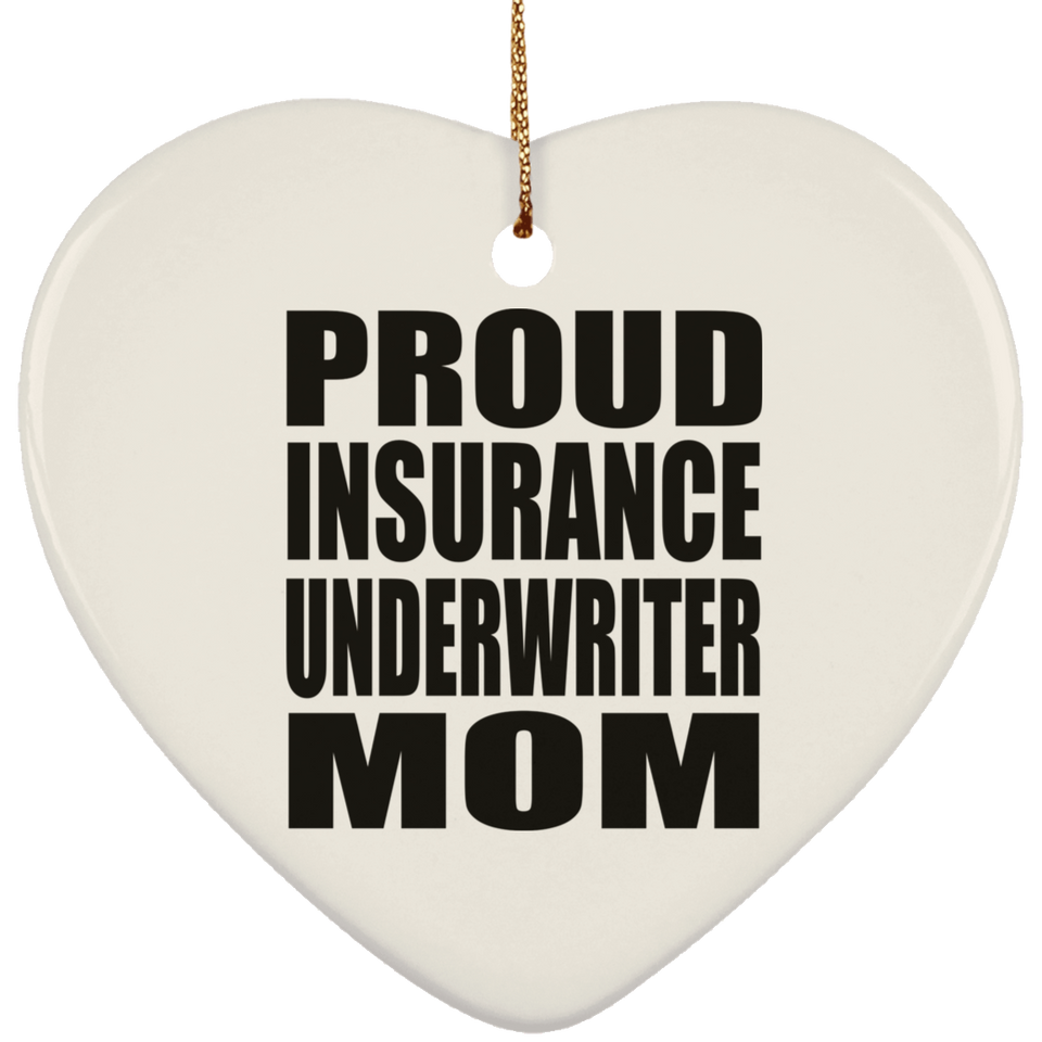 Proud Insurance Underwriter Mom - Heart Ornament
