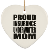 Proud Insurance Underwriter Mom - Heart Ornament