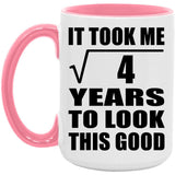 2nd Birthday Took Square Root of 4 Years To Look Good - 15oz Accent Mug Pink