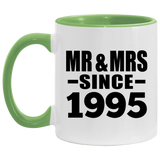 29th Anniversary Mr & Mrs Since 1995 - 11oz Accent Mug Green