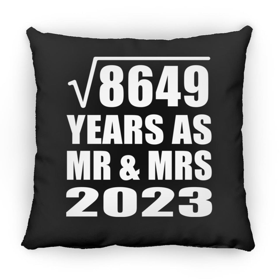 93rd Anniversary Square Root of 8649 Years As Mr & Mrs 2023 - Throw Pillow Black