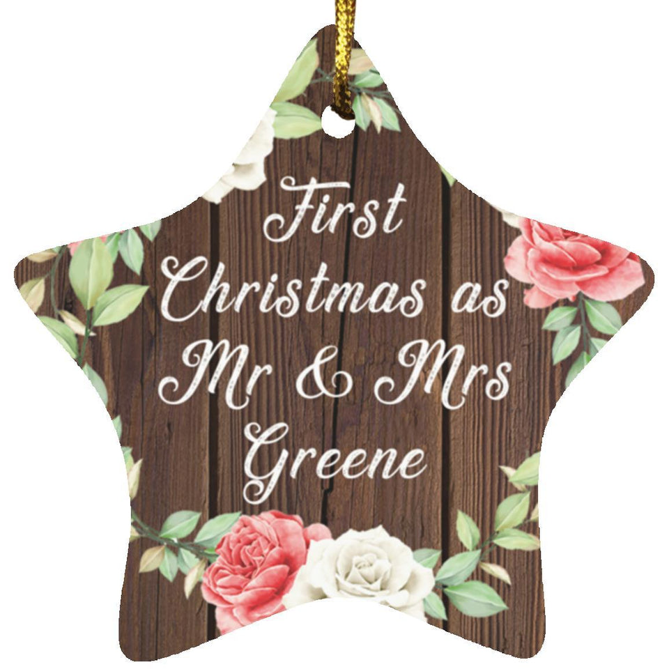 First Christmas As Mr & Mrs Greene - Star Ornament A