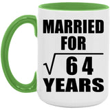 8th Anniversary Married For Square Root of 64 Years - 15oz Accent Mug Green