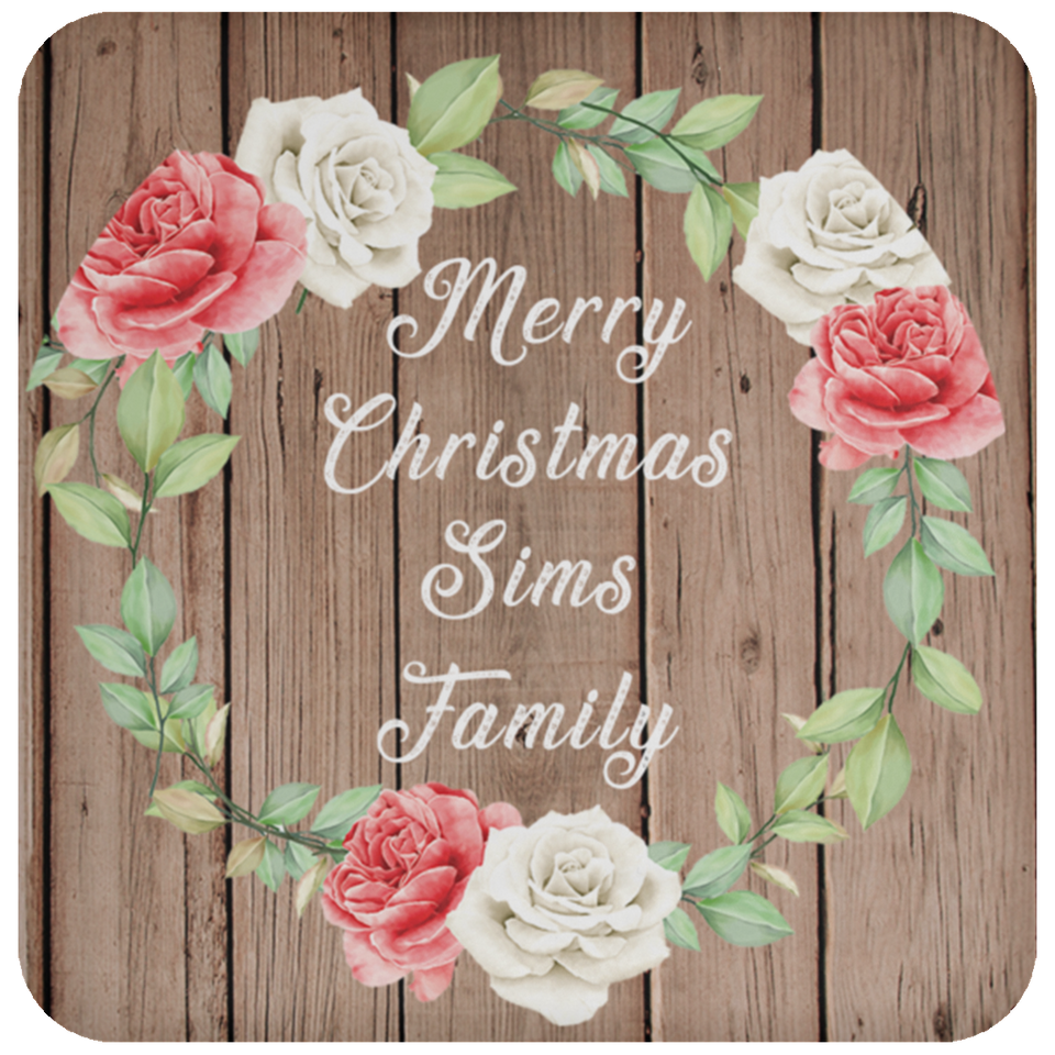 Merry Christmas Sims Family - Drink Coaster B