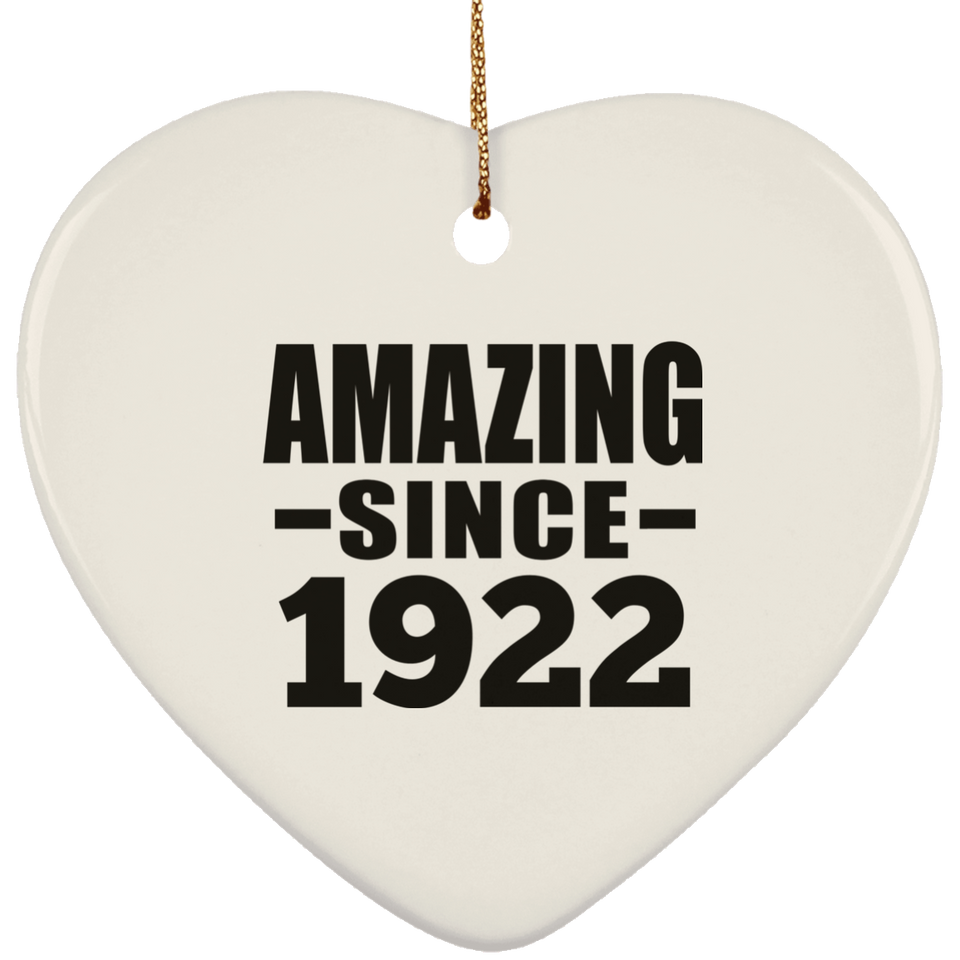 102nd Birthday Amazing Since 1922 - Heart Ornament