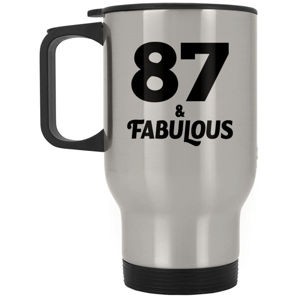 87th Birthday 87 & Fabulous - Silver Travel Mug