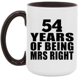54th Anniversary 54 Years Of Being Mrs Right - 15oz Accent Mug Black